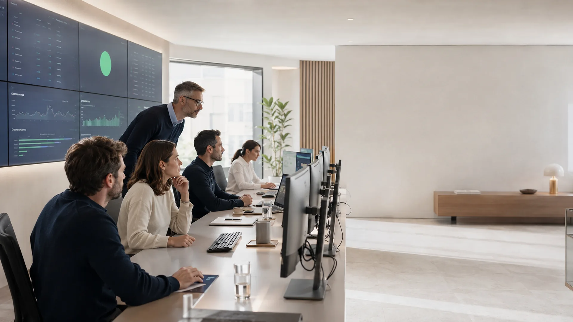 Cross-funktionales Team steuert Programmstatus und Go-Live an einer Lagebild-Wand